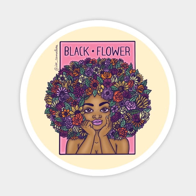 Black Flower Magnet by @isedrawing